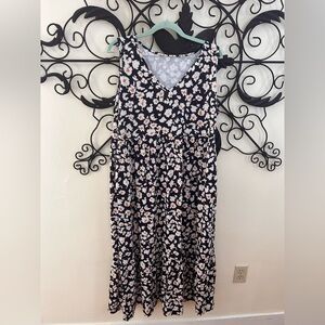 Black white and yellow tank top midi dress